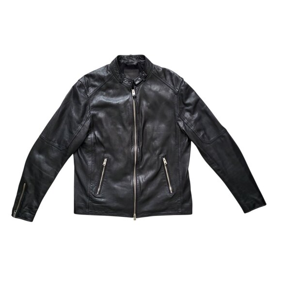 AllSaints Cora Leather Jacket in Black Men's Size XL (RUNS SMALL) - Picture 1 of 9